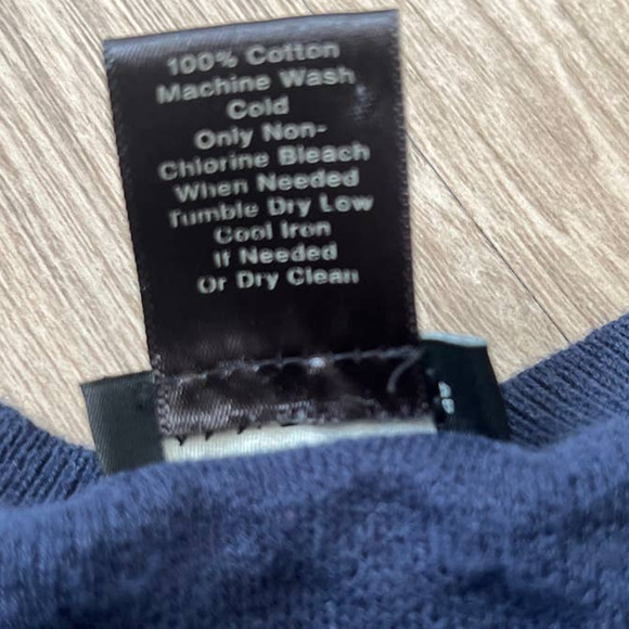 Ann Taylor Small Navy Knit Short Sleeve Knit Sweater Shirt - Picture 7 of 8